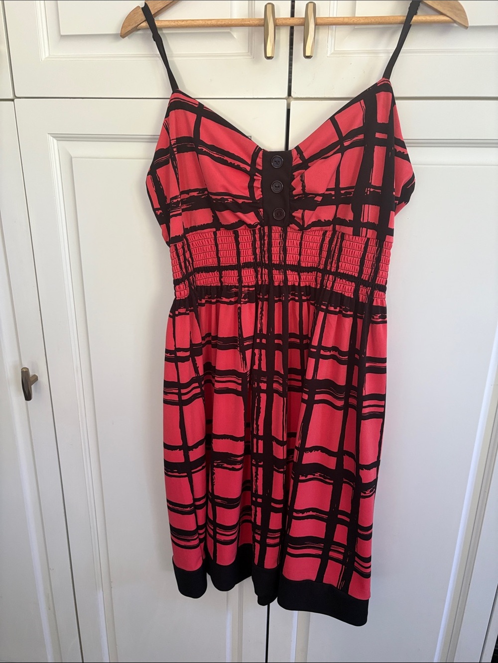 Women's Coral and Black Plaid Sundress L